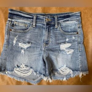 Judy Blue Distressed Denim Cut Off Stretch Jean Short Size Small (S)